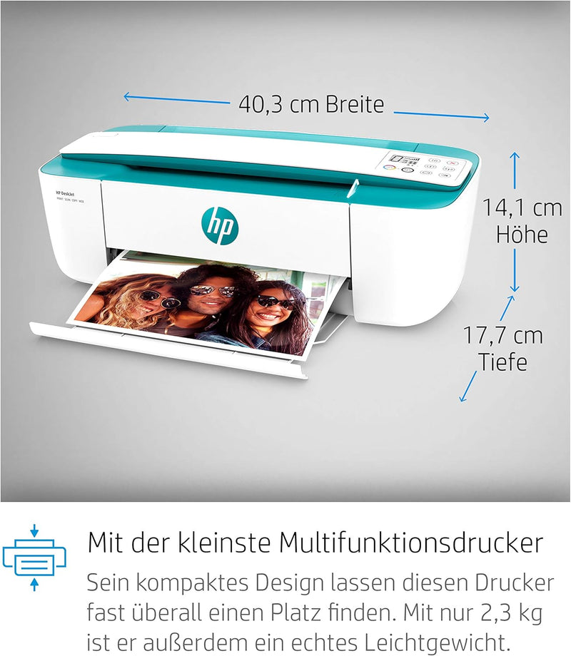 HP DeskJet 3762 Farbig Multifunktionsdrucker (Drucken, Scannen, Kopieren, WLAN, Airprint, mit 2 Prob