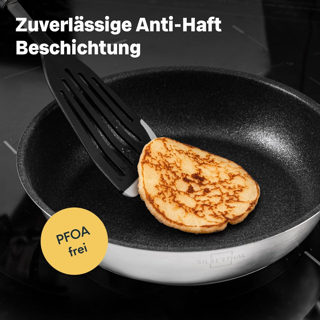 SILBERTHAL Bratpfanne Induktion 20 cm - Beschichtete Pfanne - Edelstahl - Für alle Herdarten und Ofe
