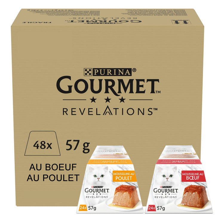 Gourmet Gourmet PURINA GOURMET Revelations Mousse, Katzenfutter nass in Sauce, Huhn & Rind, 48er Pac