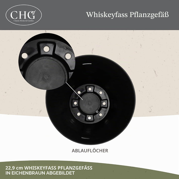 Classic Home and Garden 74 Whiskyfass, 22,9 cm, Eiche im Used-Look 9" Whiskey Barrel Eiche im Used-l