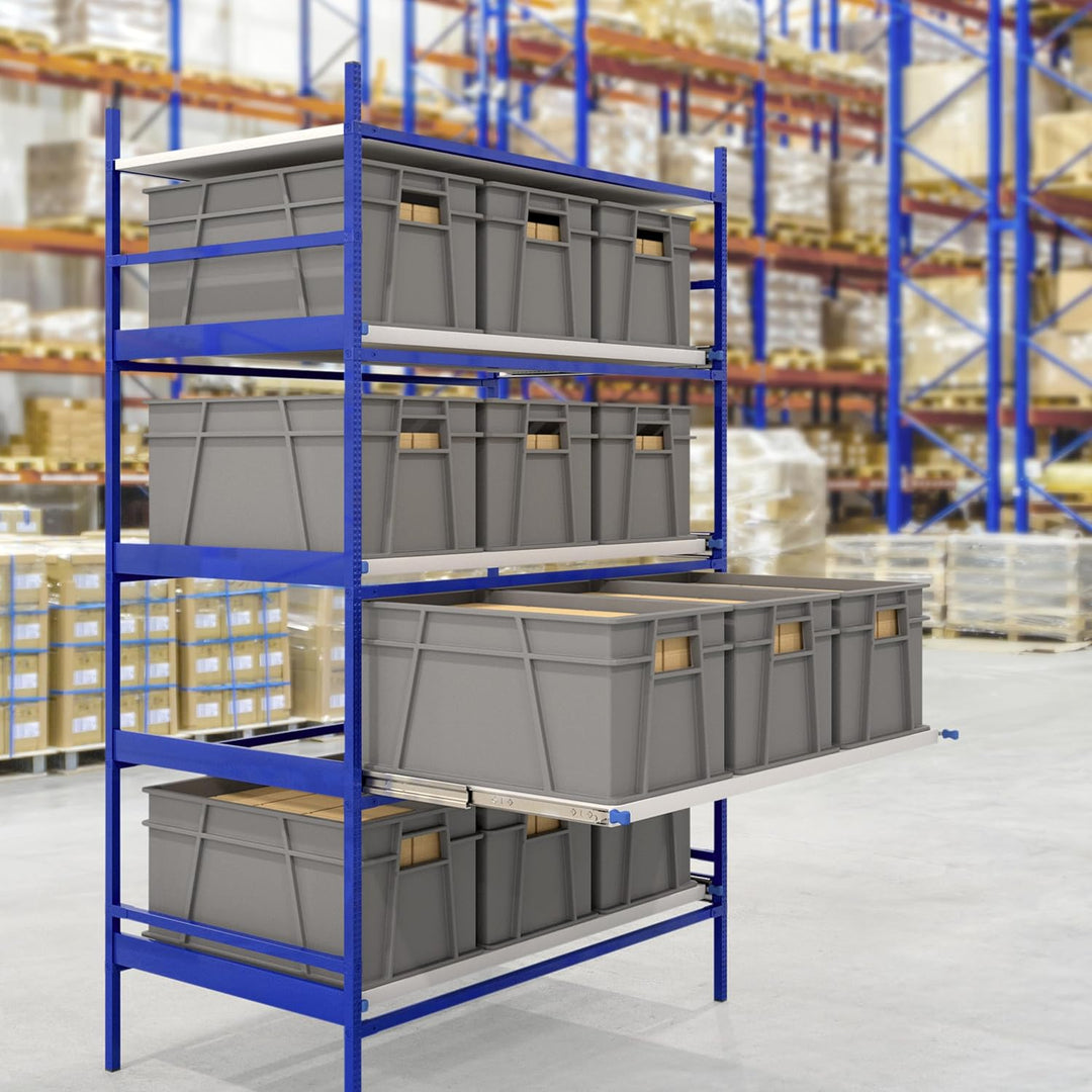 1 Paar SOTECH Schwerlastauszüge KV2-100-H53-L800-LC 800 mm mit Lock-in/out Einrastfunktion mit blaue