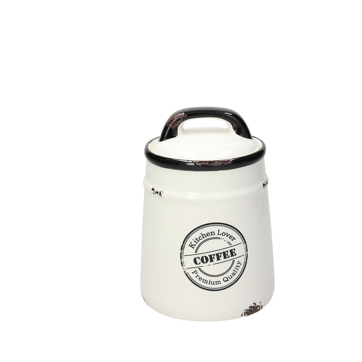Tognana Urban Chic Kaffeedose 12 cm, Steinzeug, Weiss, 12,5 x 12,5 x 17,5 cm