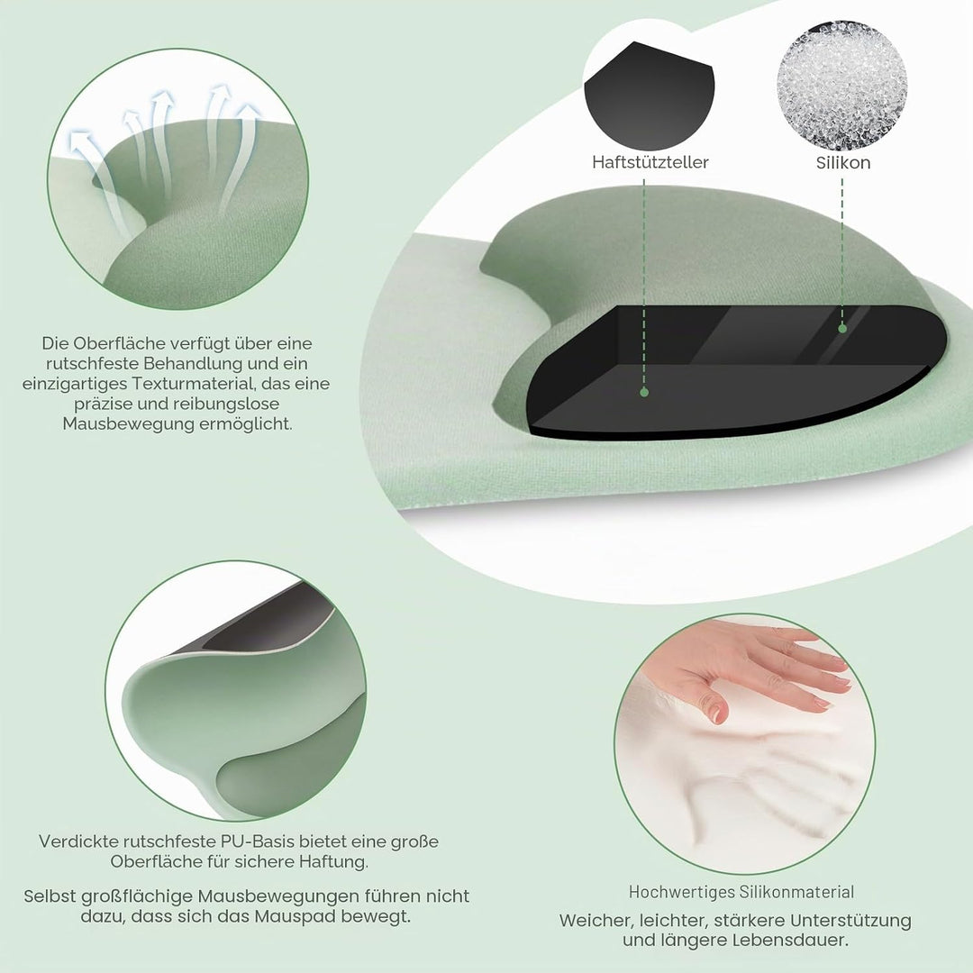 MOSISO Handgelenkstütze für Mauspad&Tastatur Set, Ergonomisch Kreisförmig Mauspad&Untersetzer Rutsch