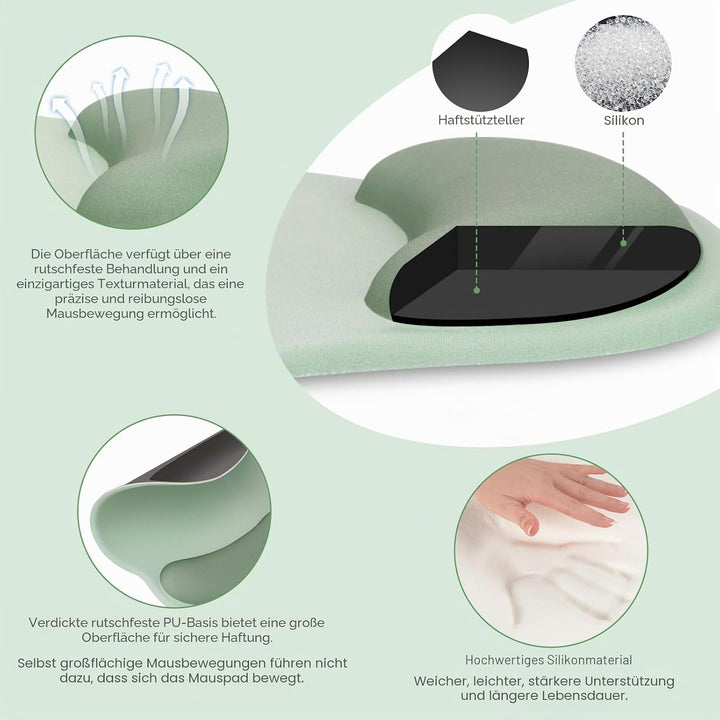 MOSISO Handgelenkstütze für Mauspad&Tastatur Set, Ergonomisch Kreisförmig Mauspad&Untersetzer Rutsch