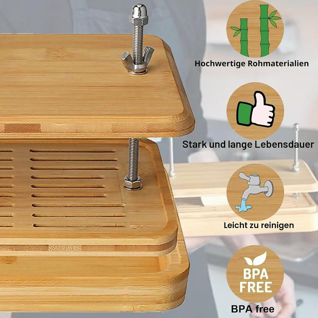 Tofupresse, grosse Bambus-Tofu presse mit Tofu-Sieb, Abtropfschale und Seihtuch, BPA-frei, leicht zu