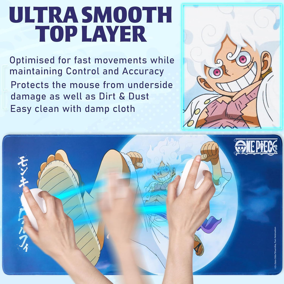 One Piece Mauspad XXL 80x35 cm, Schreibtischunterlage Gross, PC Mousepad Gaming rutschfest Schreibti