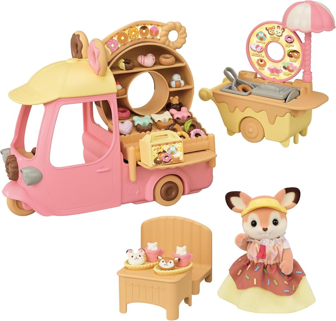 Sylvanian Families - 5808 Donutwagen mit Figur, Spielset mit Tierfigur, samtige Tierfiguren, Spielze