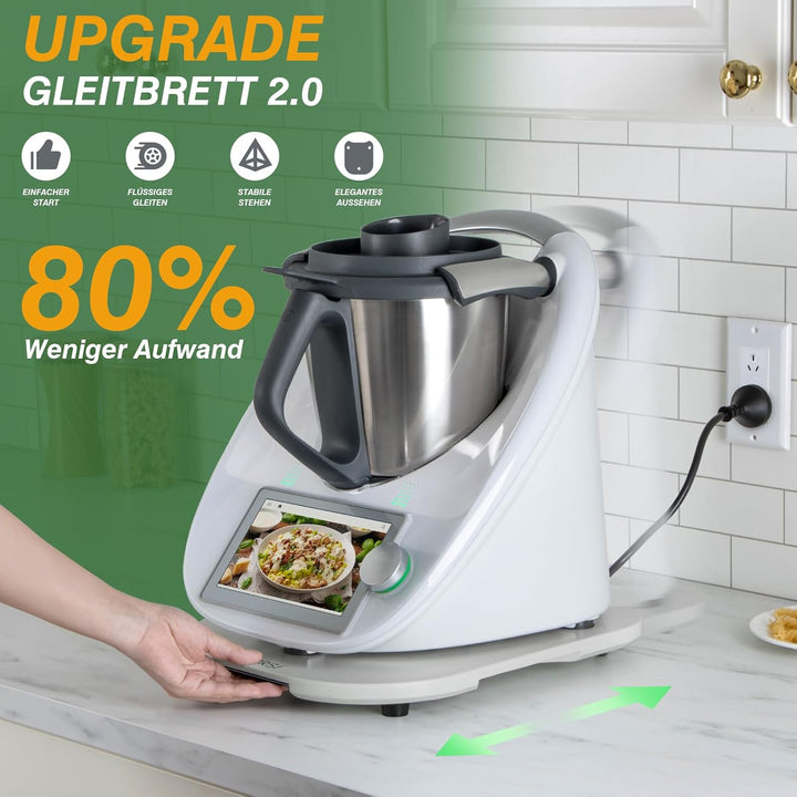 PUERSI Gleitbrett für Thermomix TM6/TM5, 2te Generation, Brett für Thermomix mit Rollen, Leicht Glei