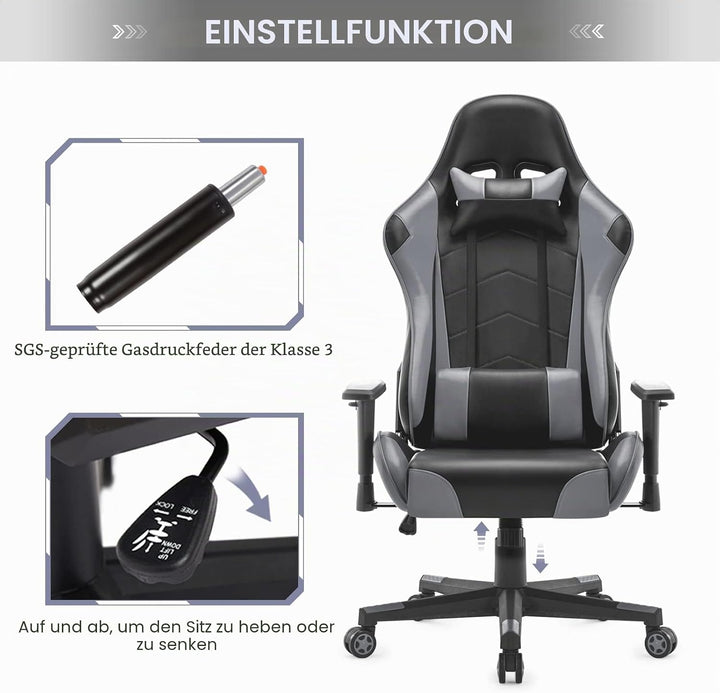 IntimaTe WM Heart Gaming Stuhl, Racing Gamer Stuhl mit Kopfstütze und Lordosenstütze, Ergonomischer
