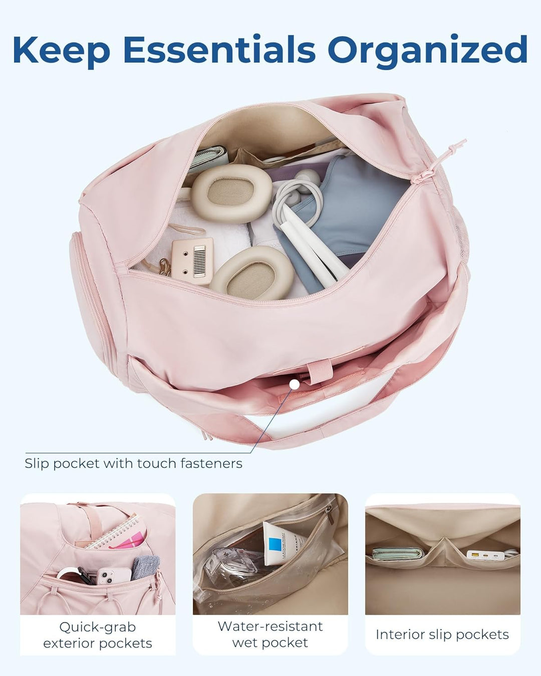 BAGSMART Sporttasche für Damen, leichte Reisetasche mit Schuhfach, Weekender mit Nassfach, Workout-Y