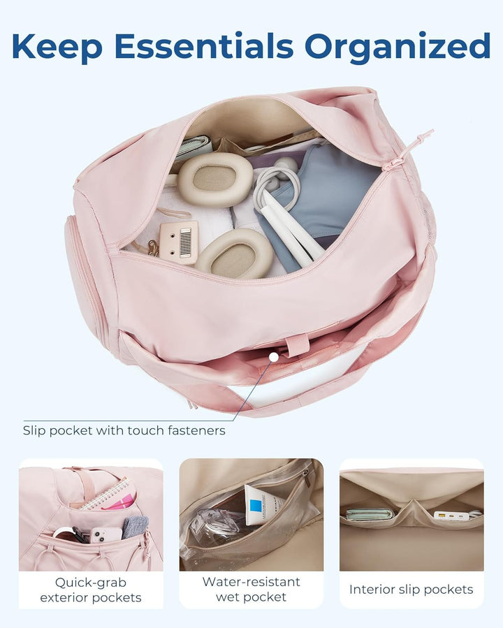 BAGSMART Sporttasche für Damen, leichte Reisetasche mit Schuhfach, Weekender mit Nassfach, Workout-Y