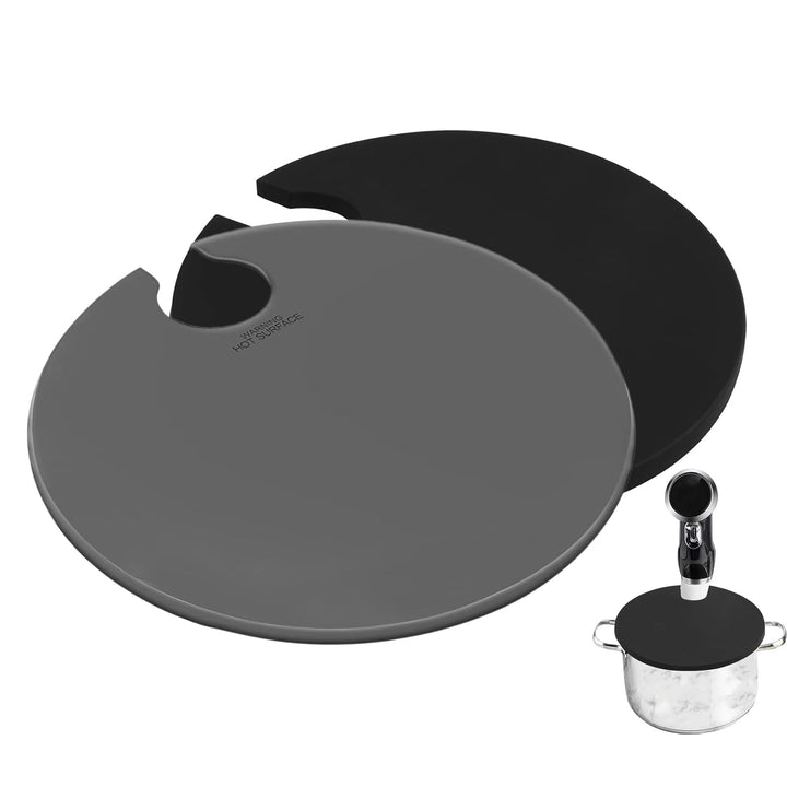 2 Sous Vide Deckel, Silikondeckel für Töpfe bis 28 cm, Sous Video Deckel Schwarz und Grau für Präzis