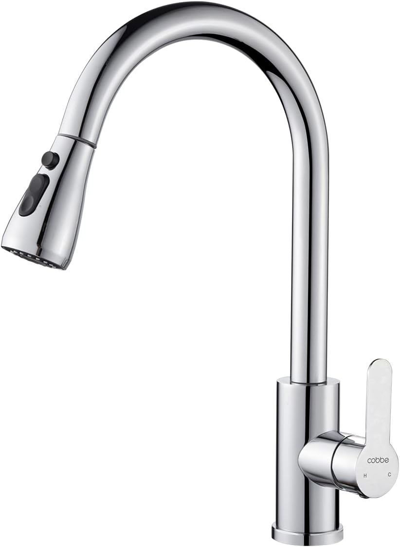 Cobbe Wasserhahn Küche, Küchenarmatur mit Herausziehbarer Brause Ausziehbar Armatur, Hochdruck Spült