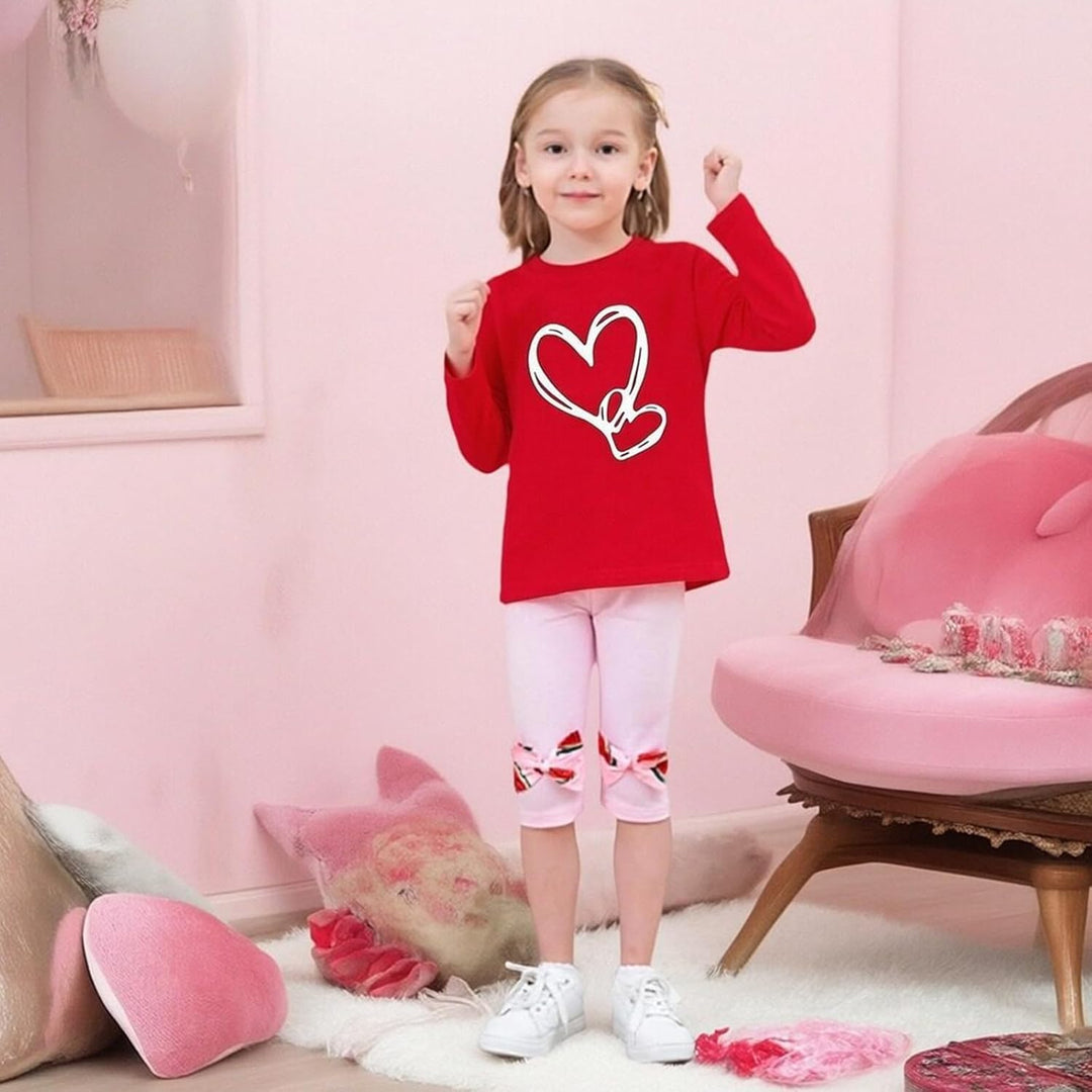 Mädchen Langarmshirt Baumwolle Herz Oberteile Rundhals Bluse Kinder Valentinstag Langarm Shirt Kleid