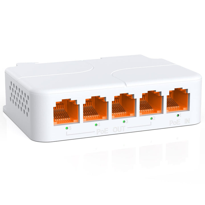 PoE Extender 1 in 4 Out, NICGIGA 5 Port 802.3af/at/bt PoE Waterproof Repeater, Vlan, Extend 100 Mete