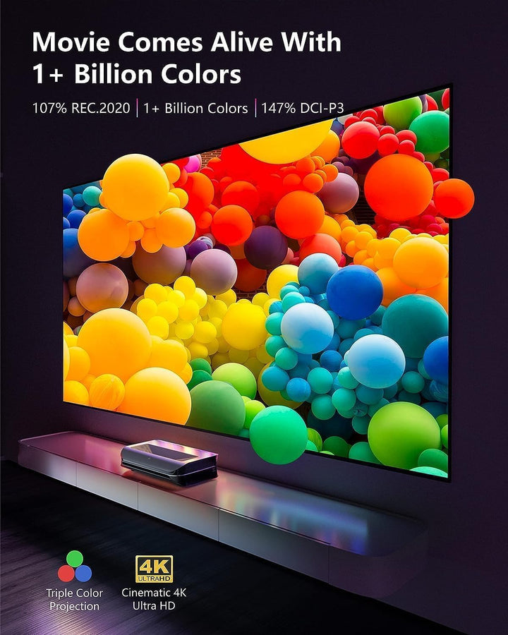 AWOL VISION LTV-3000 Pro 4K 3D Kurzdistanz Beamer 4k Laser, 3000 Lumen mit Dolby Vision & Atmos, HDR