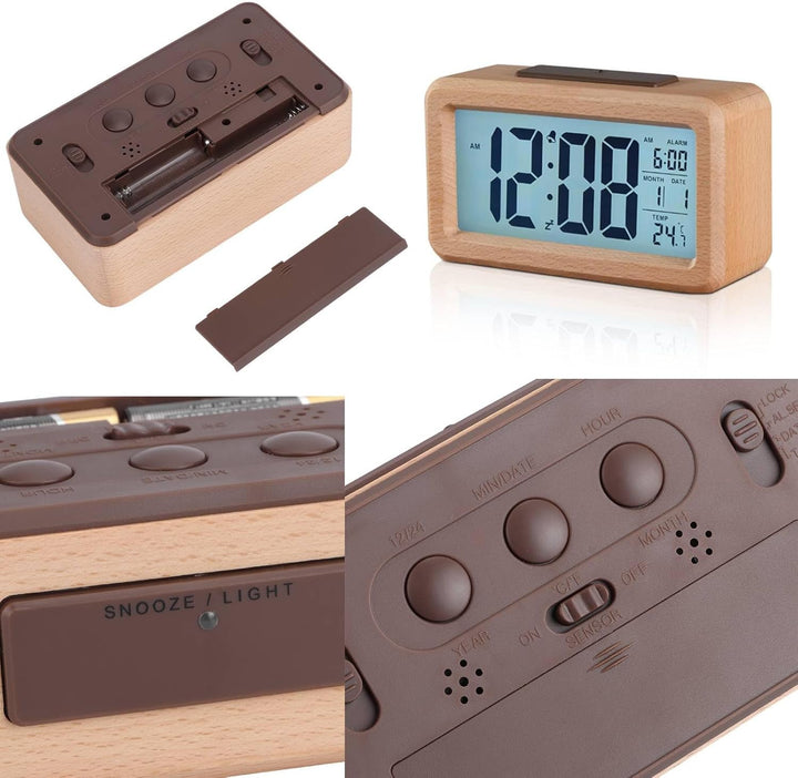 HERCHR Radiowecker Funkuhr Digital, Digital Uhr, Funkwecker Digital Mit Batterie, Wecker Digital, Ti