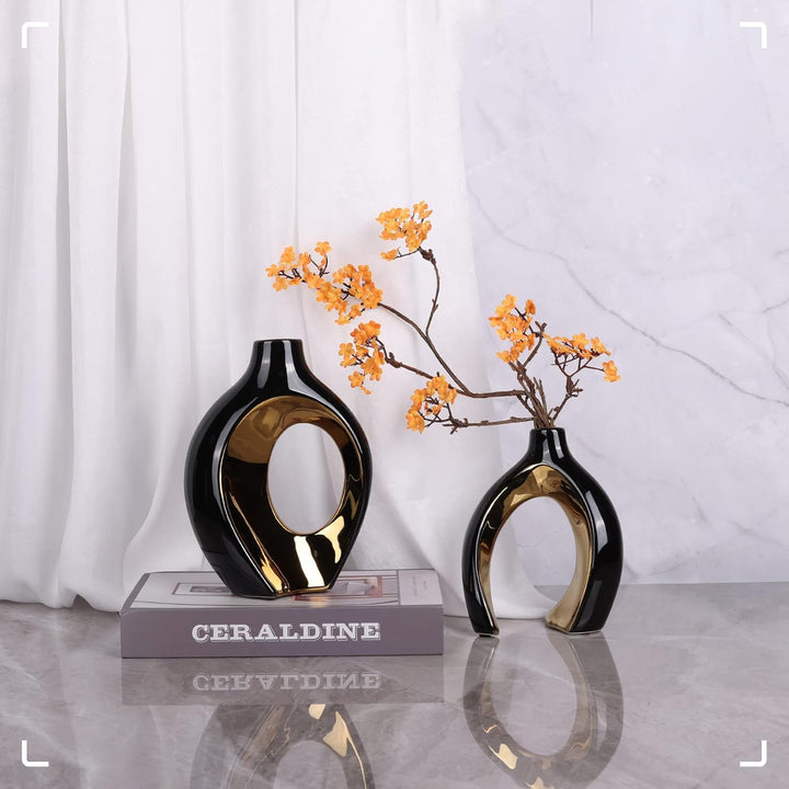 XIAOMAGG Keramik Vase，2er Set Hohle Weisse Moderne Vasen für Nordisches, Vasen Deko, ästhetische Boh