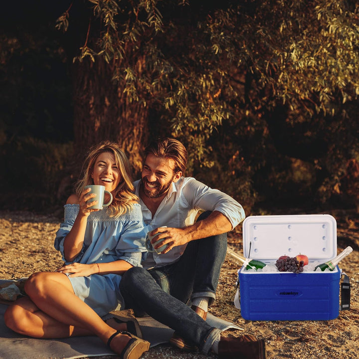 Relaxdays Kühlbox 20 l, Kühlkiste für unterwegs, Tragegurt & Griff, ohne Strom, Isolierbox, 29 x 52,