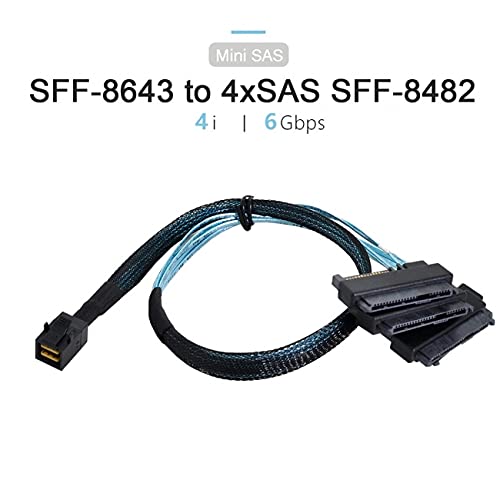 Cablecc Internes Mini SAS SFF-8643 Host auf 4 SAS 29Pin SFF-8482 Zielscheibe 6Gbps Datenserver Raid