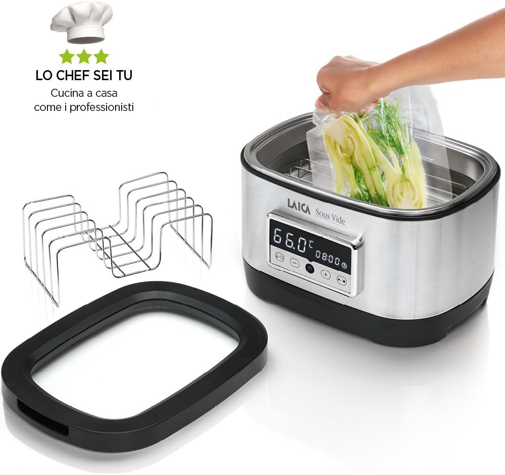 LAICA SVC200 Sous Vide Garer mit Vakuumierbeutel im Wasserbad, 700 Watt