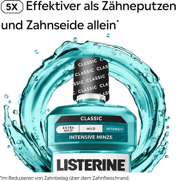 LISTERINE Cool Mint (6 x 500 ml), antibakterielle Mundspülung mit ätherischen Ölen & Minzgeschmack,