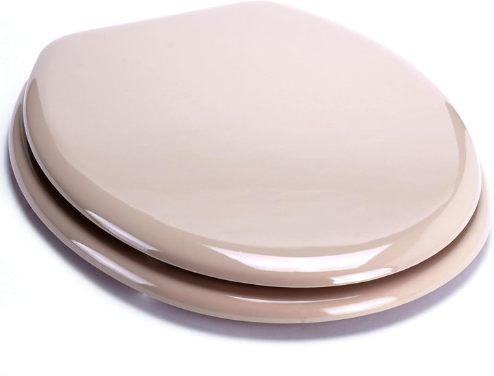 MSV - CLÉO MDF-WC-Sitz - Edelstahlscharniere - Glänzend - Ø 370 x 450 mm - Beige - Eleganz und Komfo
