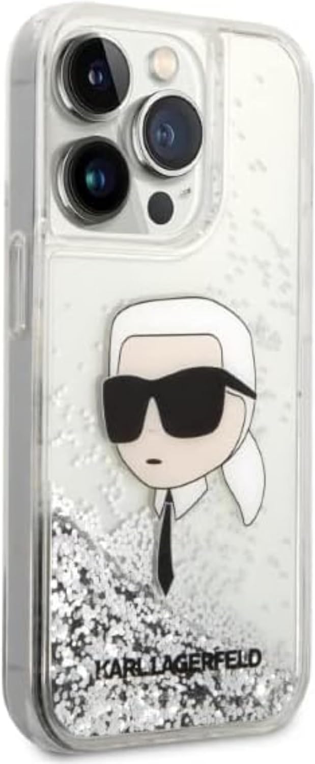 KARL LAGERFELD KLHCP14LLNKHCH Hülle für iPhone 14 Pro 6,1" Silber hardcase Glitt