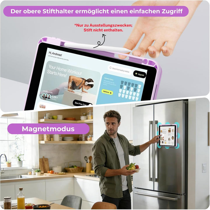 OYEEICE Hülle mit Tastatur für iPad 9/8 /7 Generation 10,2 Zoll, Vergrösserte Anti-Falloff Tastenkap
