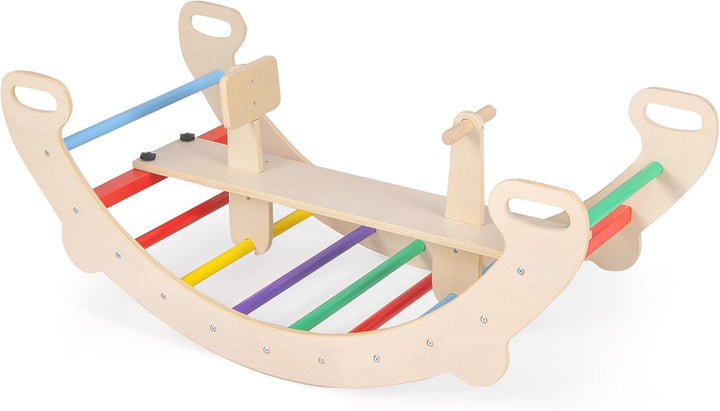 COSTWAY Kletterbogen, mit abnehmbarem Sitz, 4 in 1 Klettergerüst Indoor zum Wippen, Schaukeln, Klett
