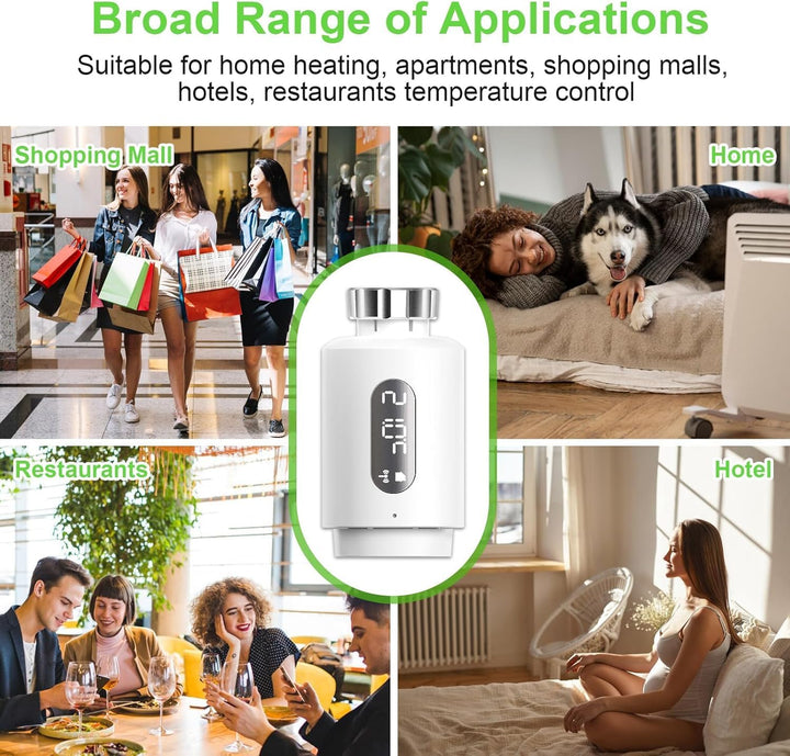 Smart Heizkörperthermostat mit APP ANTELA Digitales Display zur Kontrolle der Heiztemperatur, Kompat