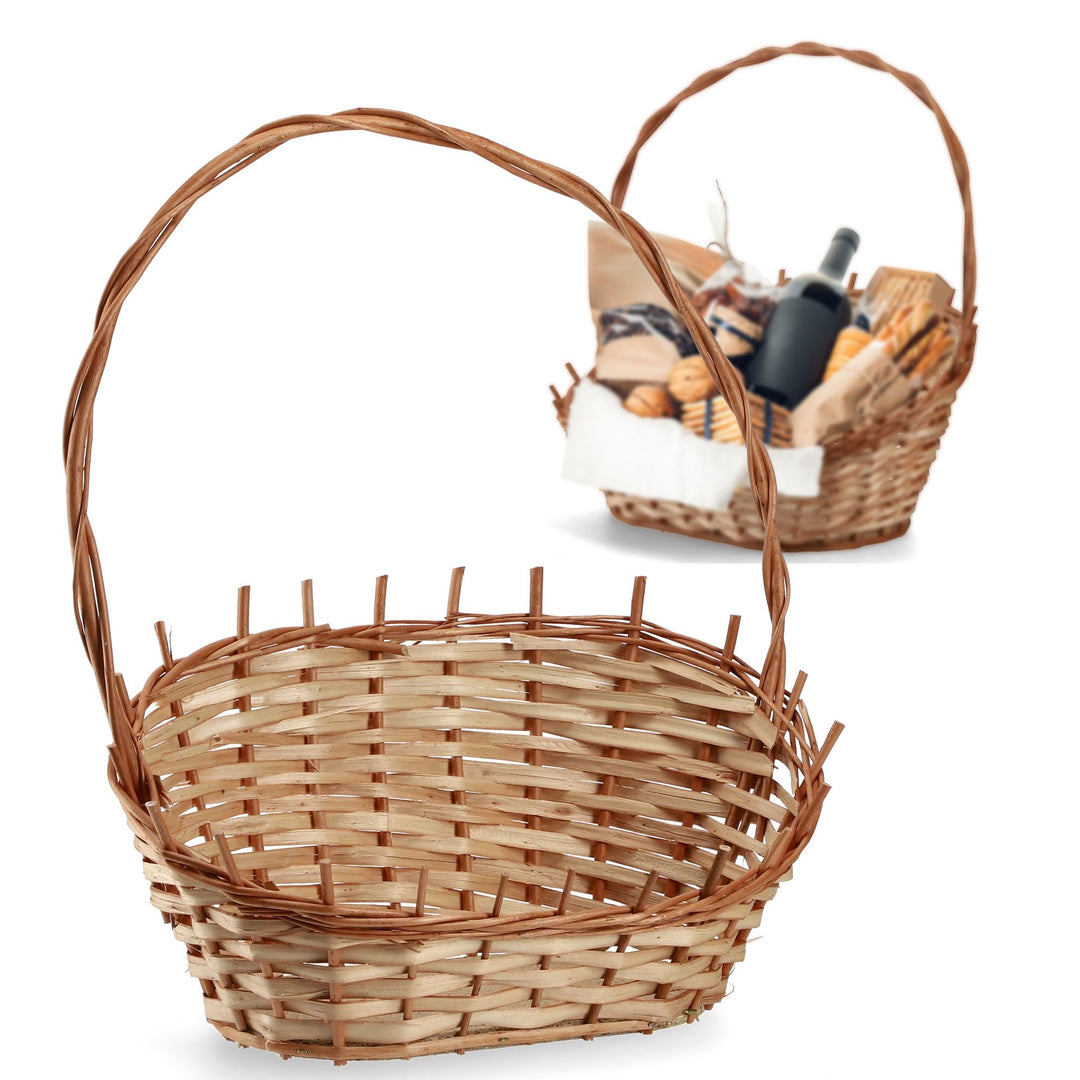 KADAX Geschenkkorb, Universeller Weidenkorb, Hochwertiger Henkelkorb, Flaschenkorb, Süssigkeitenkorb