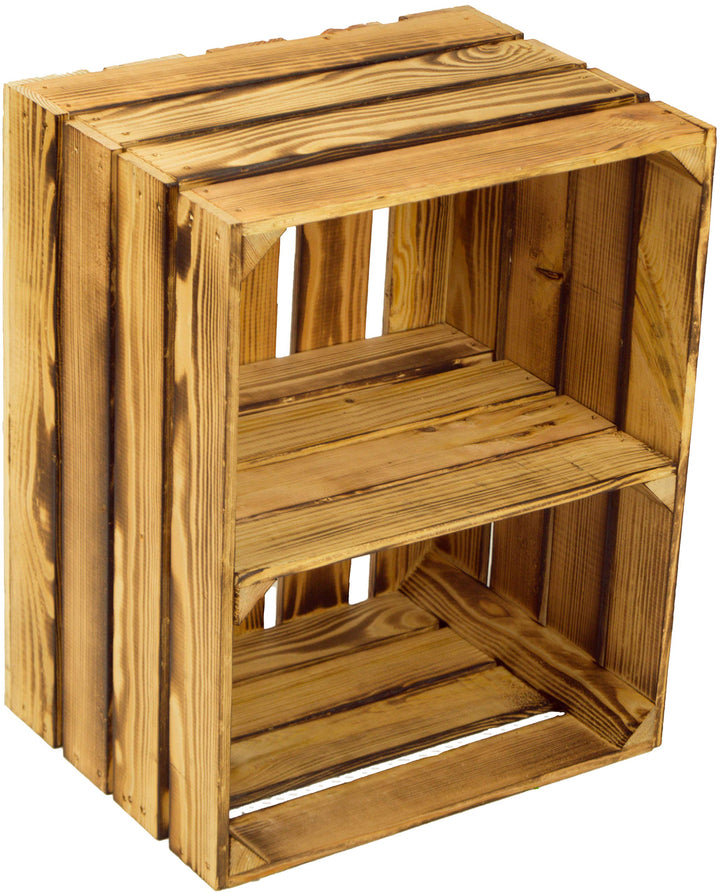 flambierte/geflammte Bücherregal - Schuhregalkiste mit Zwischenbrett/Mittelbrett Einlage ca 50x40x30