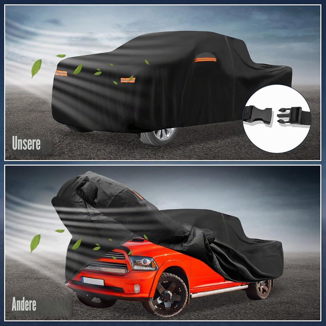 X Autohaux, Autoabdeckung für Dodge Ram Crew Cab aus 210D-PU für den Aussenbereich – vollständige Au