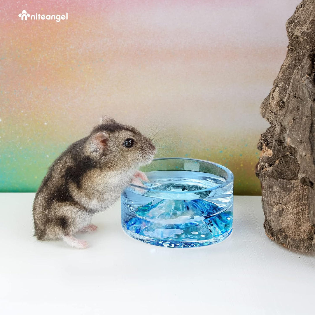 Niteangel Hamster-Futter- und Wassernäpfe - Mount Fuji Serie Glas-Trinkschalen für syrische Zwergham