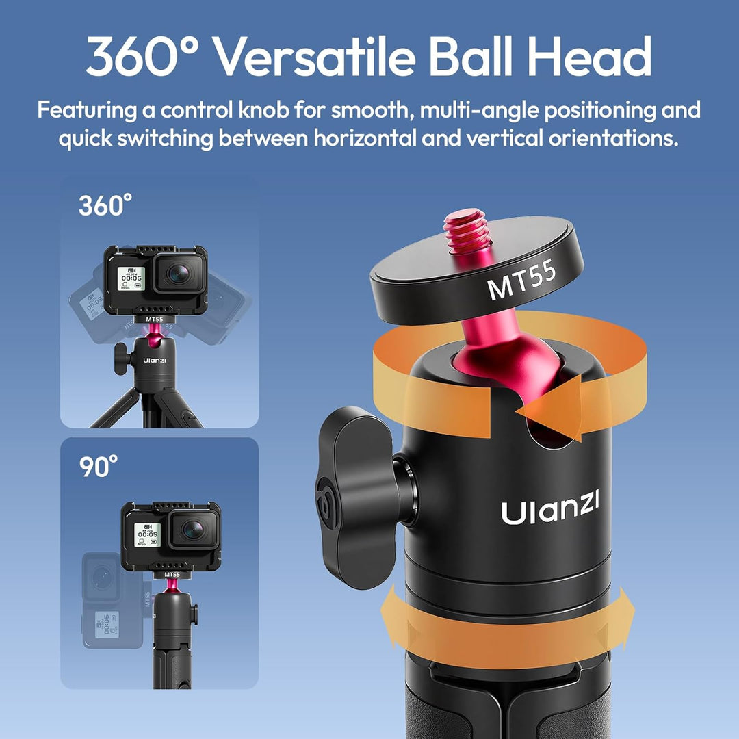 ULANZI MT55 SnapGo Mini Stativ & Selfie Stick, 4-in-1: Mantis/Rucksackgurt/Selfie/Stativ, 360° Kugel