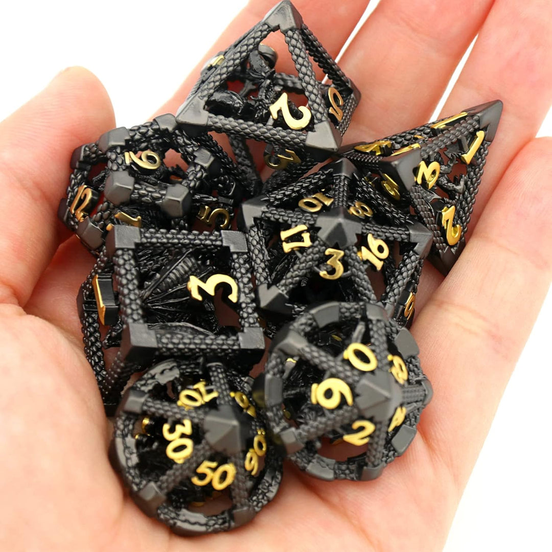 DND Würfel, Dungeons and Dragons Würfel Set HNCCESG Metall Spielwürfel Hohle 3D Drachen D&D Würfel P