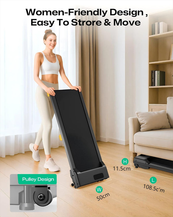 Walking Pad mit 9% Steigung, Laufband Klappbar mit Sicherheitsgriff, One-Touch-HIIT-Modus, Gehen, Jo