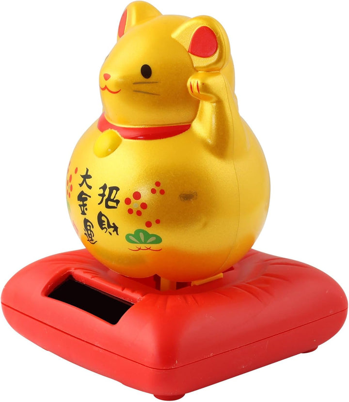Freak Scene Glückskatze Maus - Maneki-Neko - Winkekatze - Solar - 10,5 cm - Gold