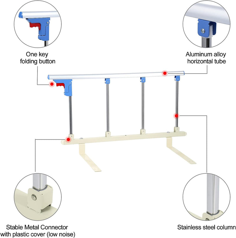 Signstek Bettgitter Faltbare Tragbare Bett Sicherungsschiene für ältere Menschen, Erwachsene unterst