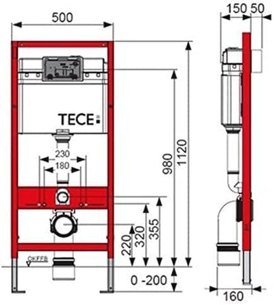 Tece Vorwandelement Base inkl. Drückerplatte chrom + Lavita Wand WC Lino ohne Spülrand + WC-Sitz mit