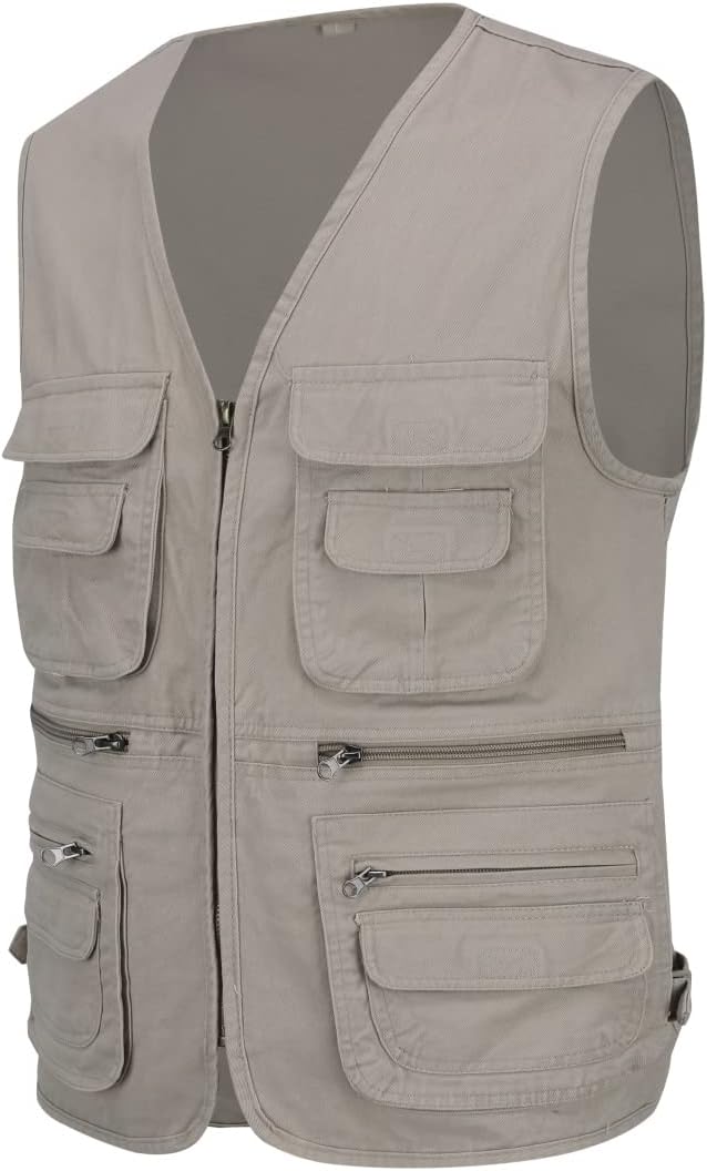 YOUTHUP Anglerweste Herren Outdoor Weste Multi-Tasche Ärmellose Jagd Herrenwesten Leicht Safari Wand