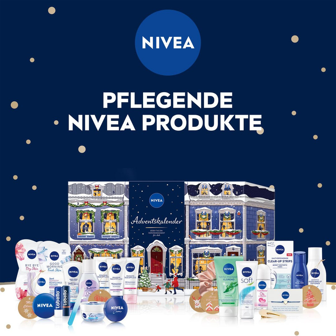 NIVEA Adventskalender 2022 für 24 einzigartige Verwöhnmomente, Weihnachtskalender mit ausgewählten P