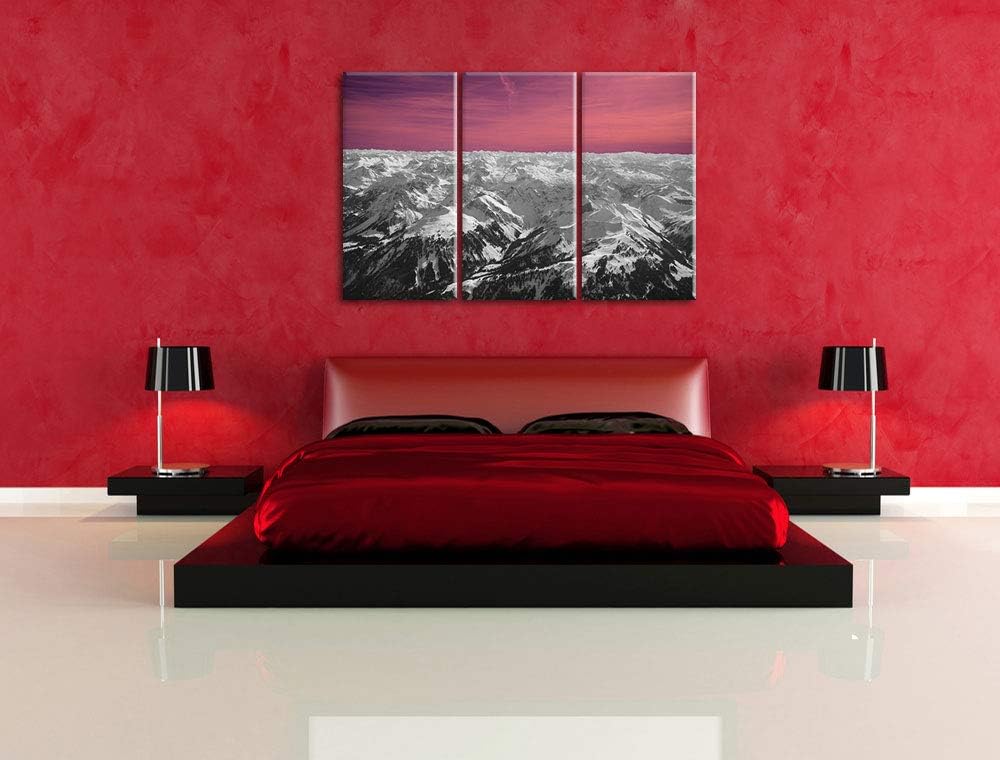 kollossalen Alpen mit Schneespitzen schwarz/weiss 3-Teiler Leinwandbild 120x80 Bild auf Leinwand, XX