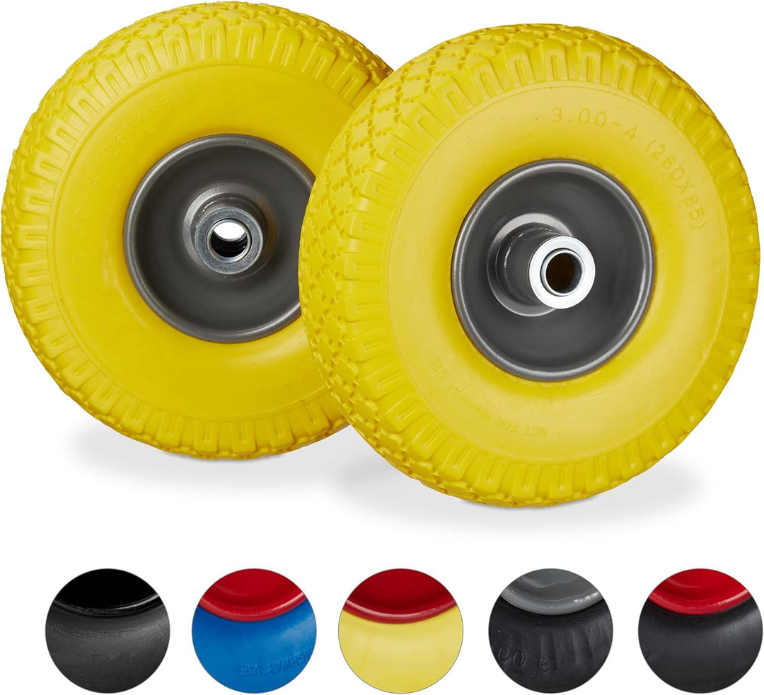 4 x Sackkarrenrad, pannensichere Vollgummireifen, 3.00-4" Stahlfelge, 20mm Achse, 100kg, Ersatzrad 2