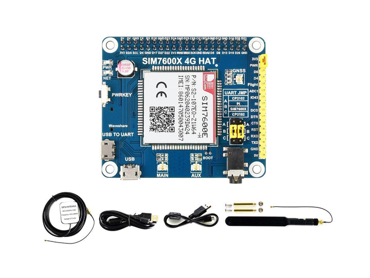 Waveshare 4G/3G/2G/GSM/GPRS/GNSS Hat for Raspberry Pi 4 Jetson Nano Based on SIM7600E-H Supports LTE