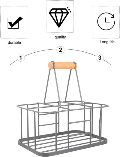Flaschenträger Metall Getränketräger für 6 Flasche Grau Metallkorb Allzweckkorb Rotwein Sekt Bier Fl
