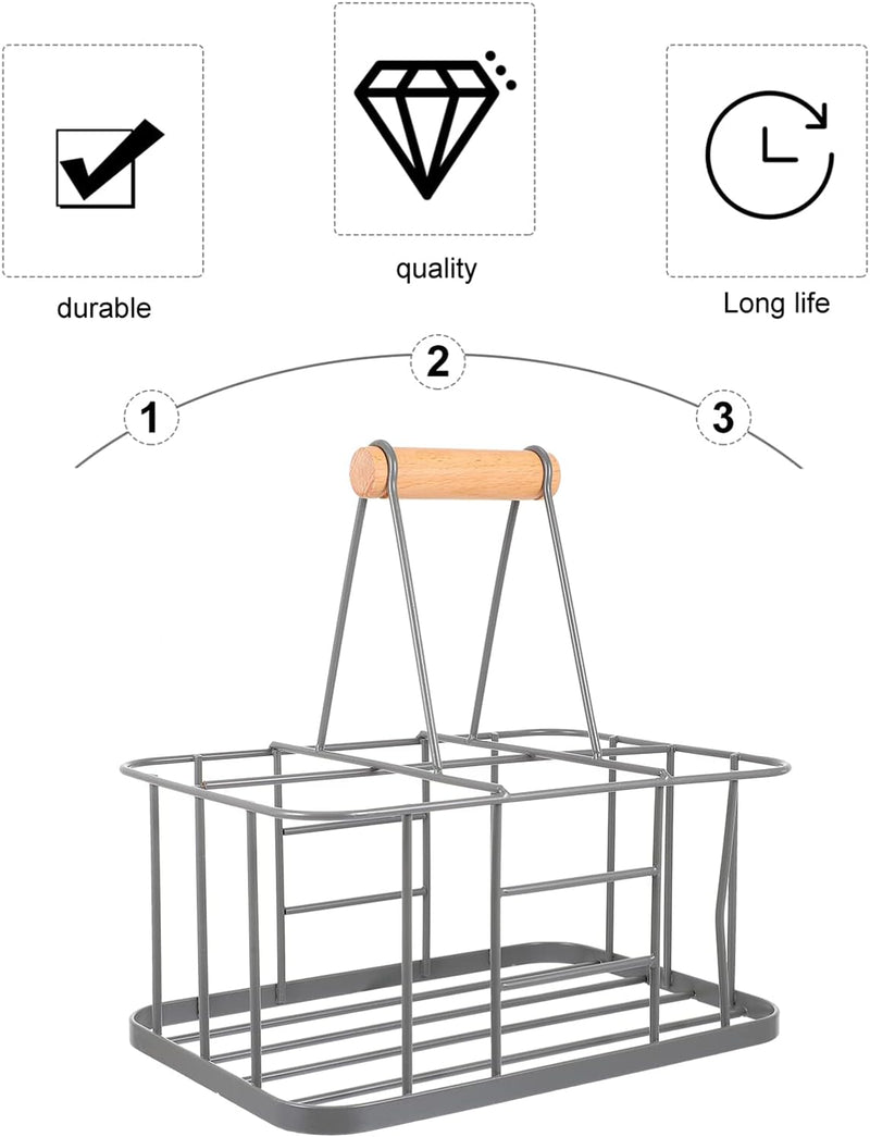 Flaschenträger Metall Getränketräger für 6 Flasche Grau Metallkorb Allzweckkorb Rotwein Sekt Bier Fl