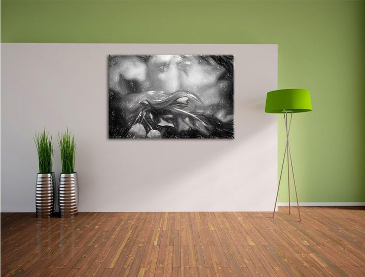 Pixxprint Raue grüne Schlange Kunst als Leinwandbild/Grösse: 100x70 cm/Wandbild/Kunstdruck/fertig be