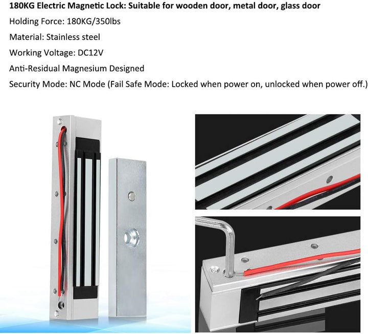 FTSTech Kit de Control de Acceso RFID Con Teclado Autónomo de 125KHz+Cerradura Magnética Eléctrica d